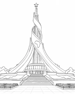 Iconic Tower Scene Coloring Page Set 2