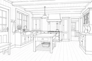 Interior Staircase Scene Coloring Page
