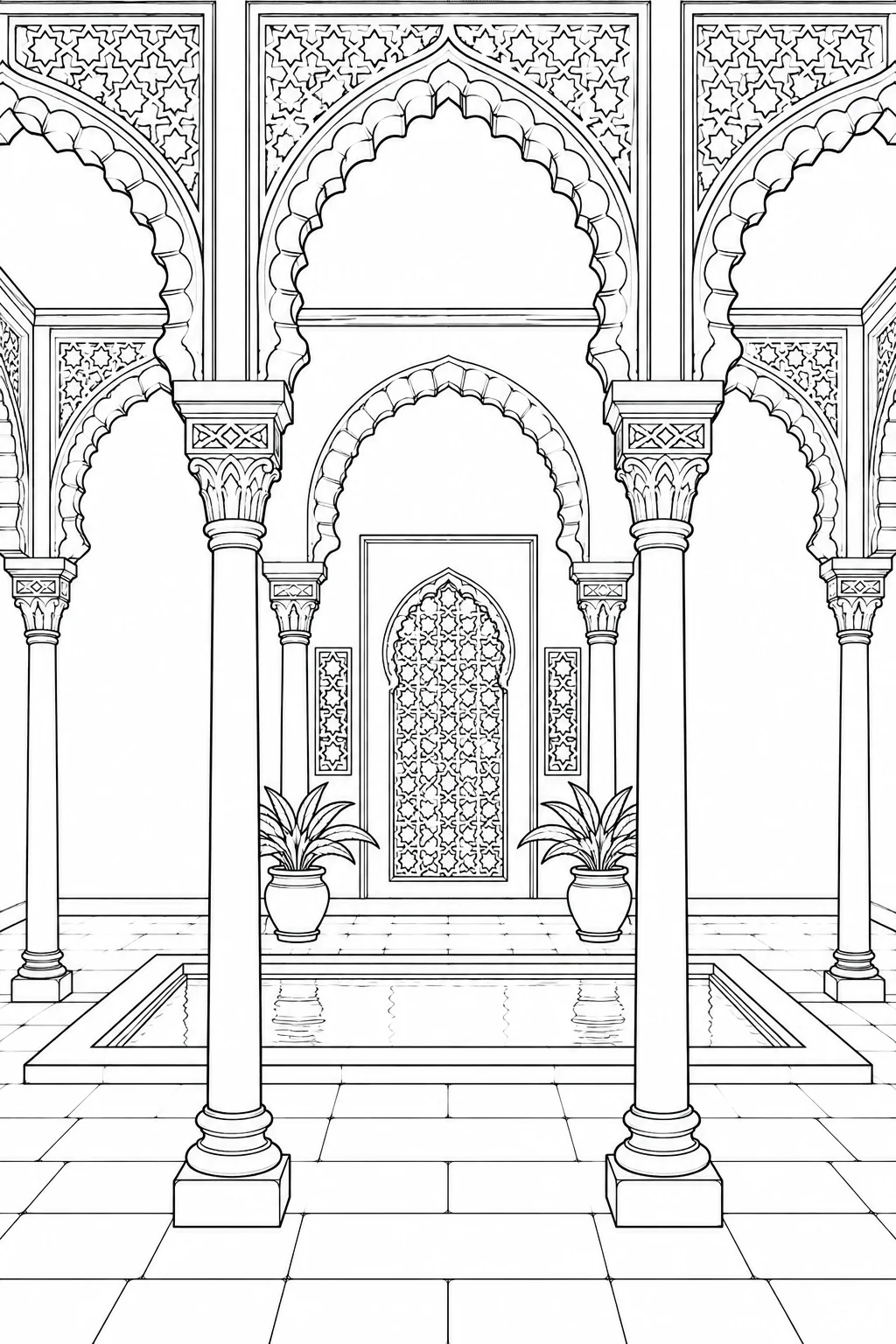 Detailed Intricate Building Ornament Coloring Page
