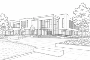 Luxury Modern Home Coloring Page for Adults