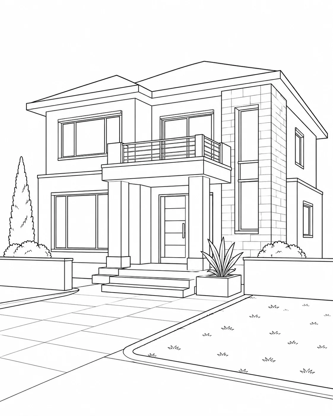 Luxury Modern Home Coloring Page