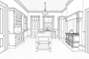 Luxury Room Interior Scene Coloring Page
