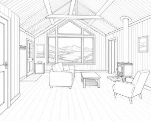 Luxury Room Interior Scene Coloring Page Set 4