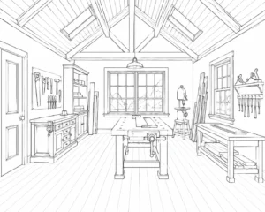 Luxury Room Interior Scene Coloring Page