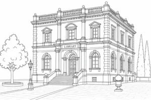 Medieval Street Scene Coloring Page