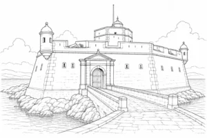 Medieval Street Scene Coloring Page Set 3