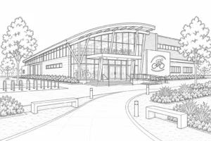 Detailed Minimalist City Building Coloring Page