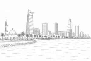 Modern City View Scene Coloring Page