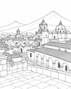 Modern City View Scene Coloring Page Set 2