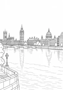 Modern City View Scene Coloring Page Set 3