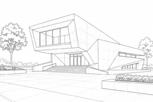 Modern Design Landmark Coloring Page for Adults