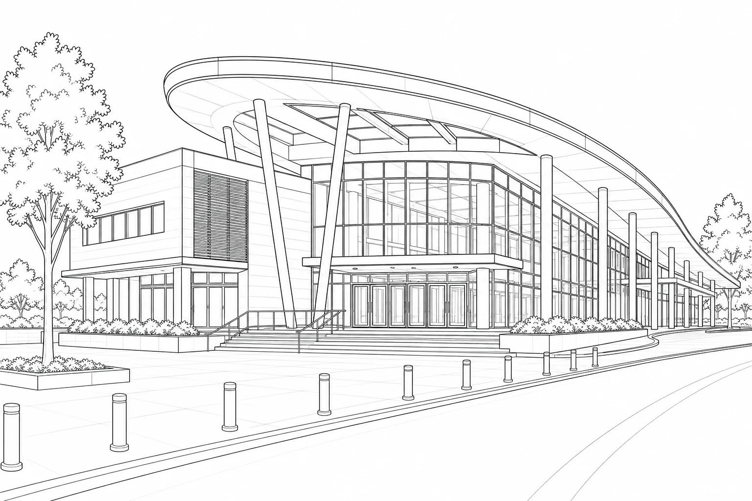 Modern Design Landmark Coloring Page