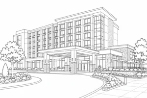Detailed Modern Design Landmark Coloring Page