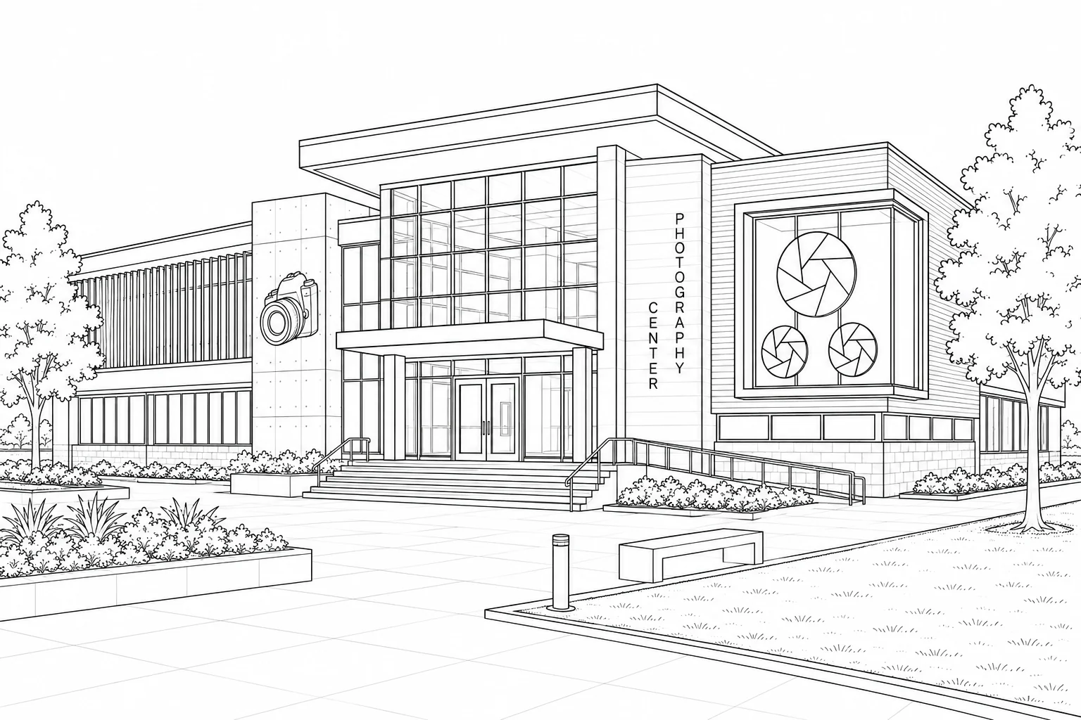 Modern Rooftop Building Coloring Page