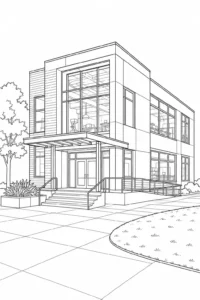 Modern Terrace Home Scene Coloring Page Set 3