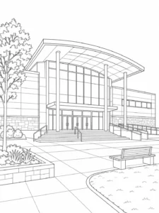 Modern Waterfront House Coloring Page