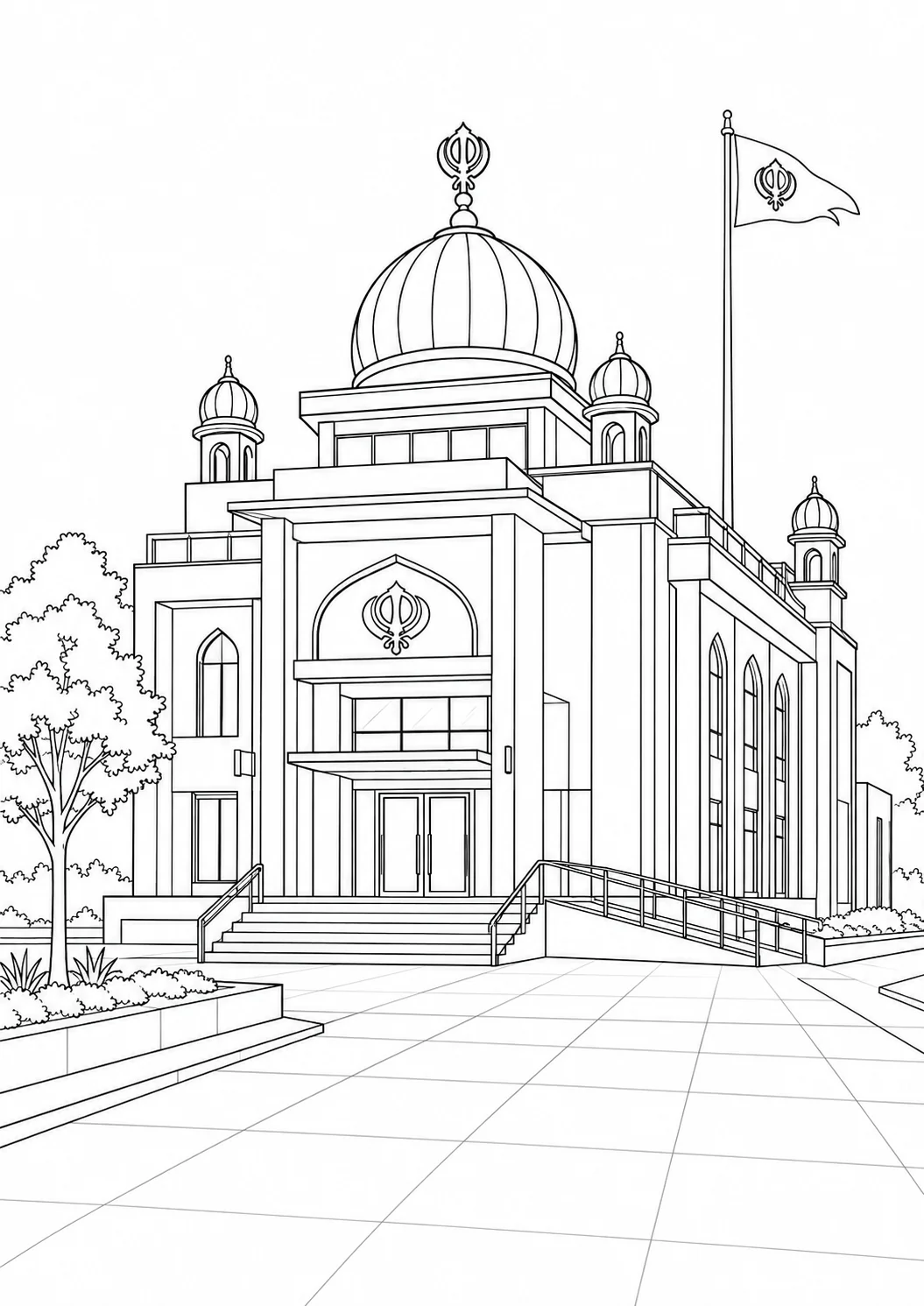 Detailed Modern Waterfront House Coloring Page