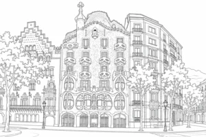 Mountain Landmark Scene Coloring Page