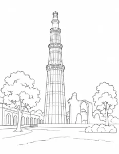 Mountain Landmark Scene Coloring Page