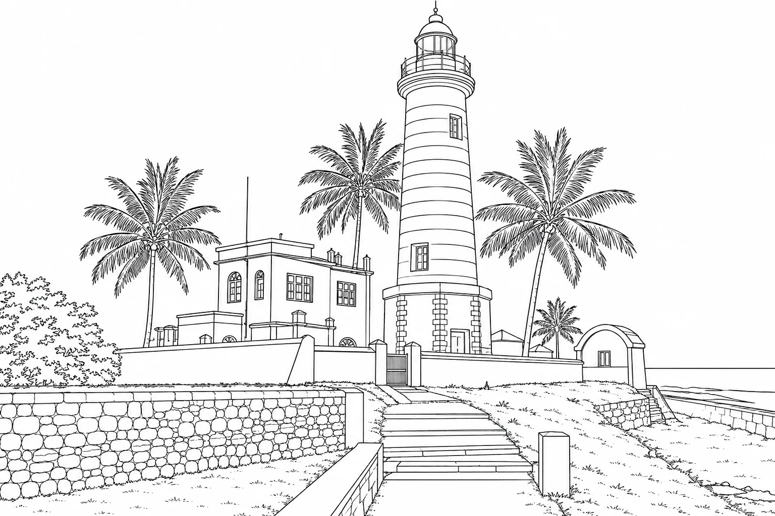 Mountain Landmark Scene Coloring Page Set 4