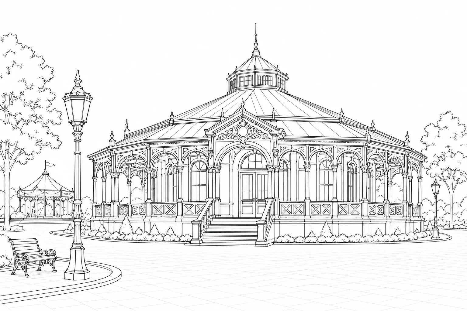 Old Cathedral Coloring Page for Adults