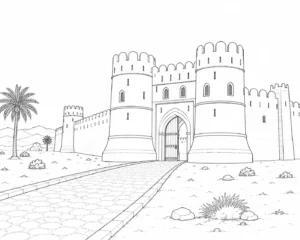 Old Cathedral Scene Coloring Page Set 2