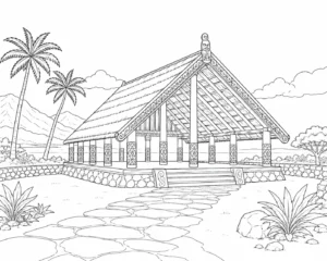 Old City Architecture Scene Coloring Page Set 4