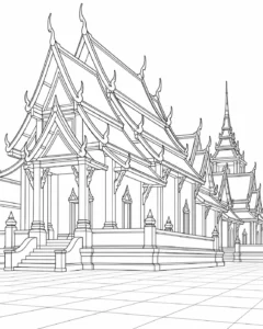 Detailed Ornamental Building Pattern Coloring Page