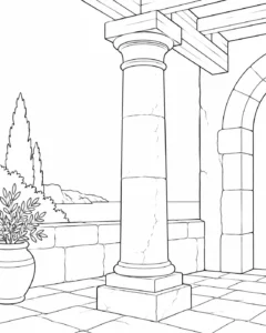 Ornamental Ceiling Scene Coloring Page Set 3