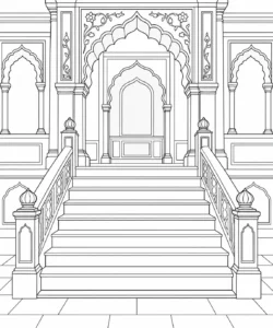 Ornamental Ceiling Scene Coloring Page Set 3