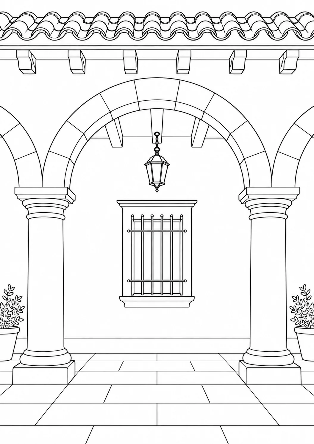 Ornamental Ceiling Coloring Page for Adults