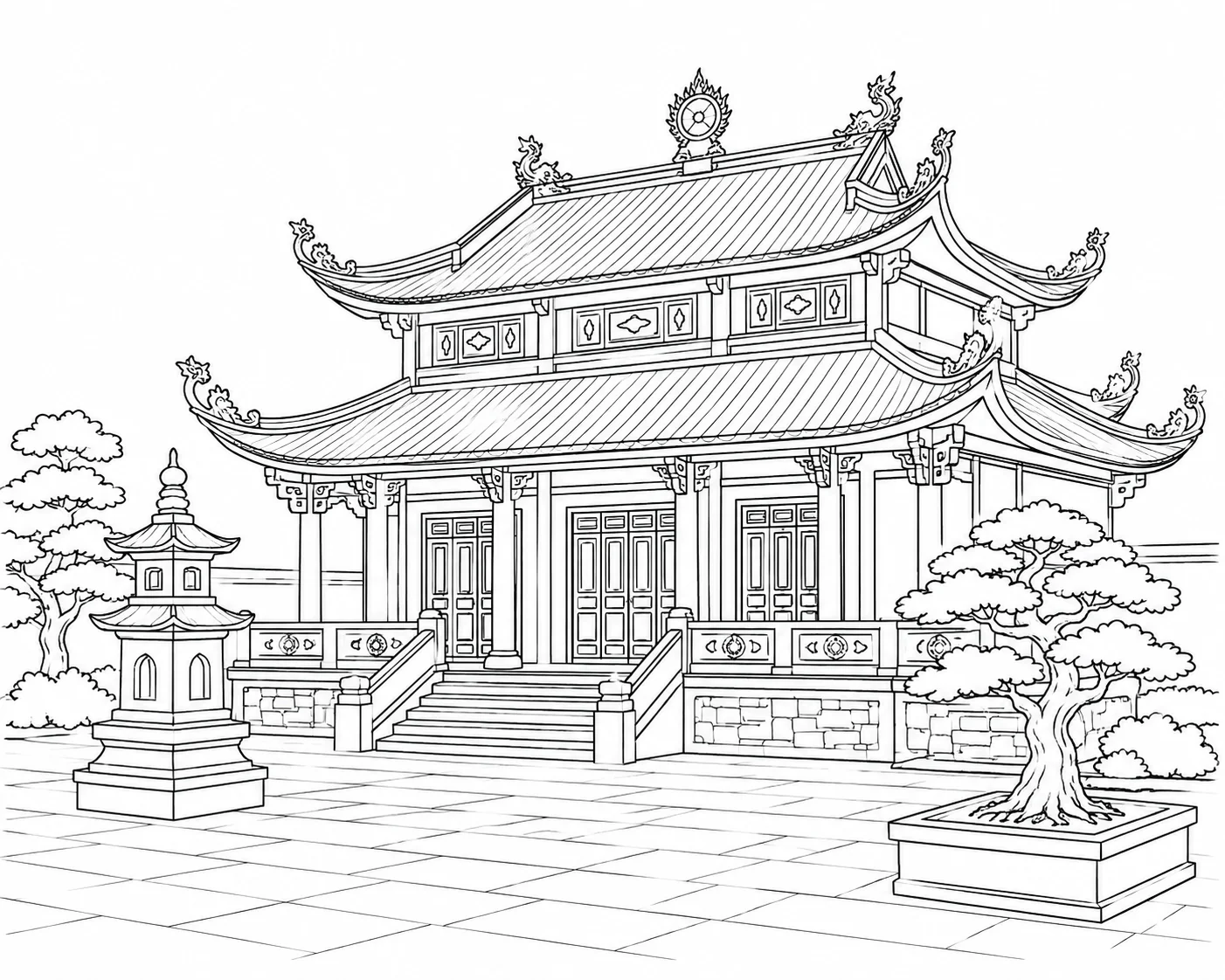 Ornate Palace Scene Coloring Page
