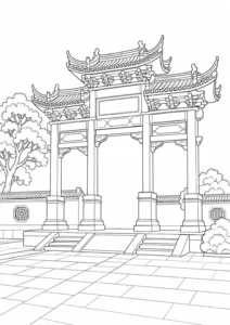 Ornate Palace Scene Coloring Page Set 5