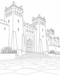 Detailed Patterned Building Front Coloring Page