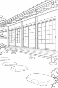 Detailed Patterned Building Front Coloring Page
