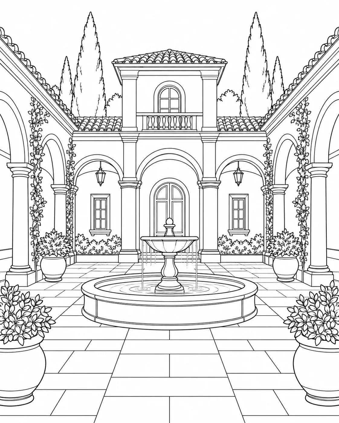 Patterned Building Front Coloring Page