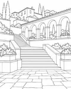 Detailed Patterned Building Front Coloring Page
