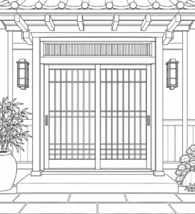 Patterned Tile Wall Scene Coloring Page