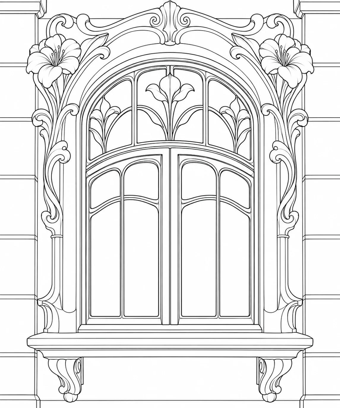 Patterned Tile Wall Scene Coloring Page