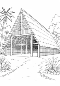 Peaceful Pagoda Scene Coloring Page Set 4