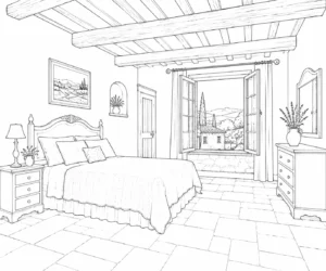 Detailed Quiet Study Room Coloring Page