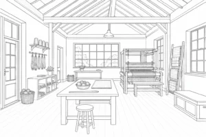 Quiet Study Room Scene Coloring Page Set 2