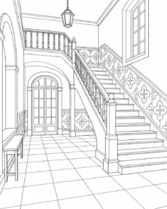 Reading Nook Scene Coloring Page