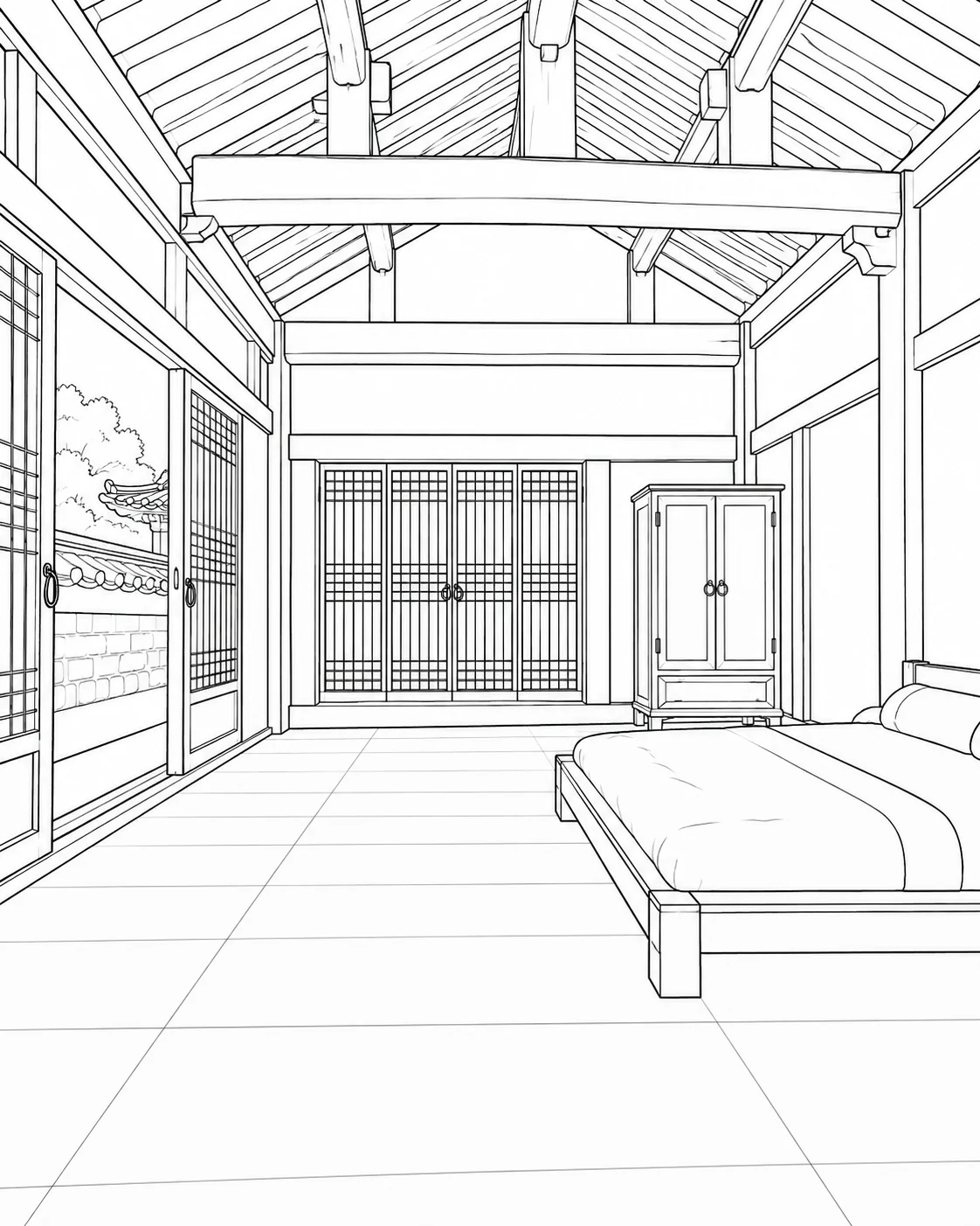 Free Relaxing Lounge Coloring Sheet