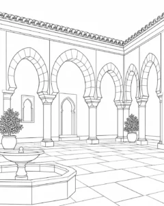 Repeating Architectural Shapes Coloring Page