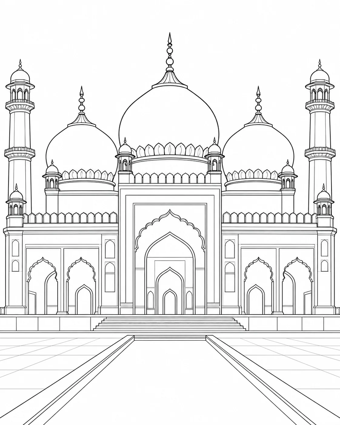 Repeating Architectural Shapes Coloring Page for Adults