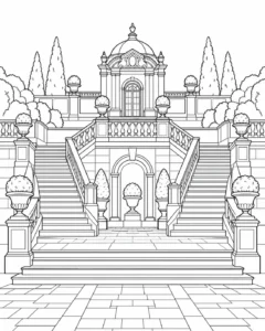 Repeating Architectural Shapes Coloring Page