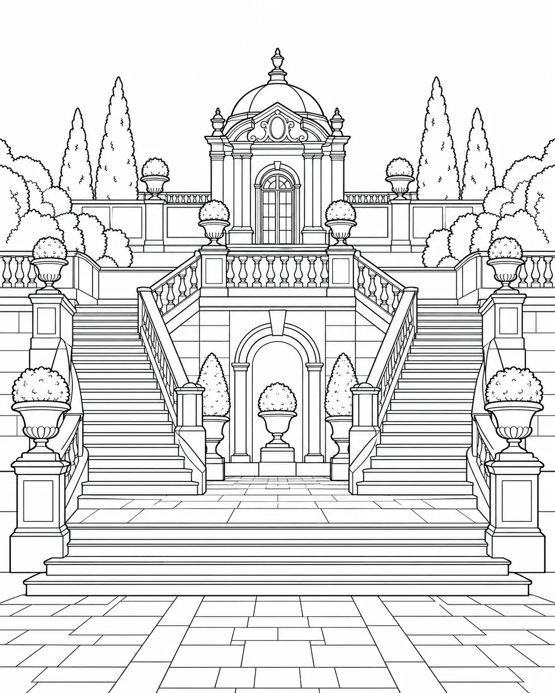 Repeating Architectural Shapes Coloring Page