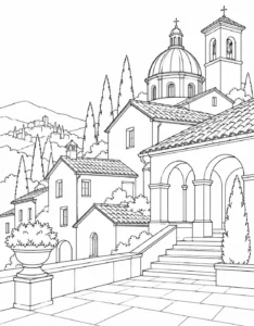 Printable Repeating Doorway Design Coloring Sheet