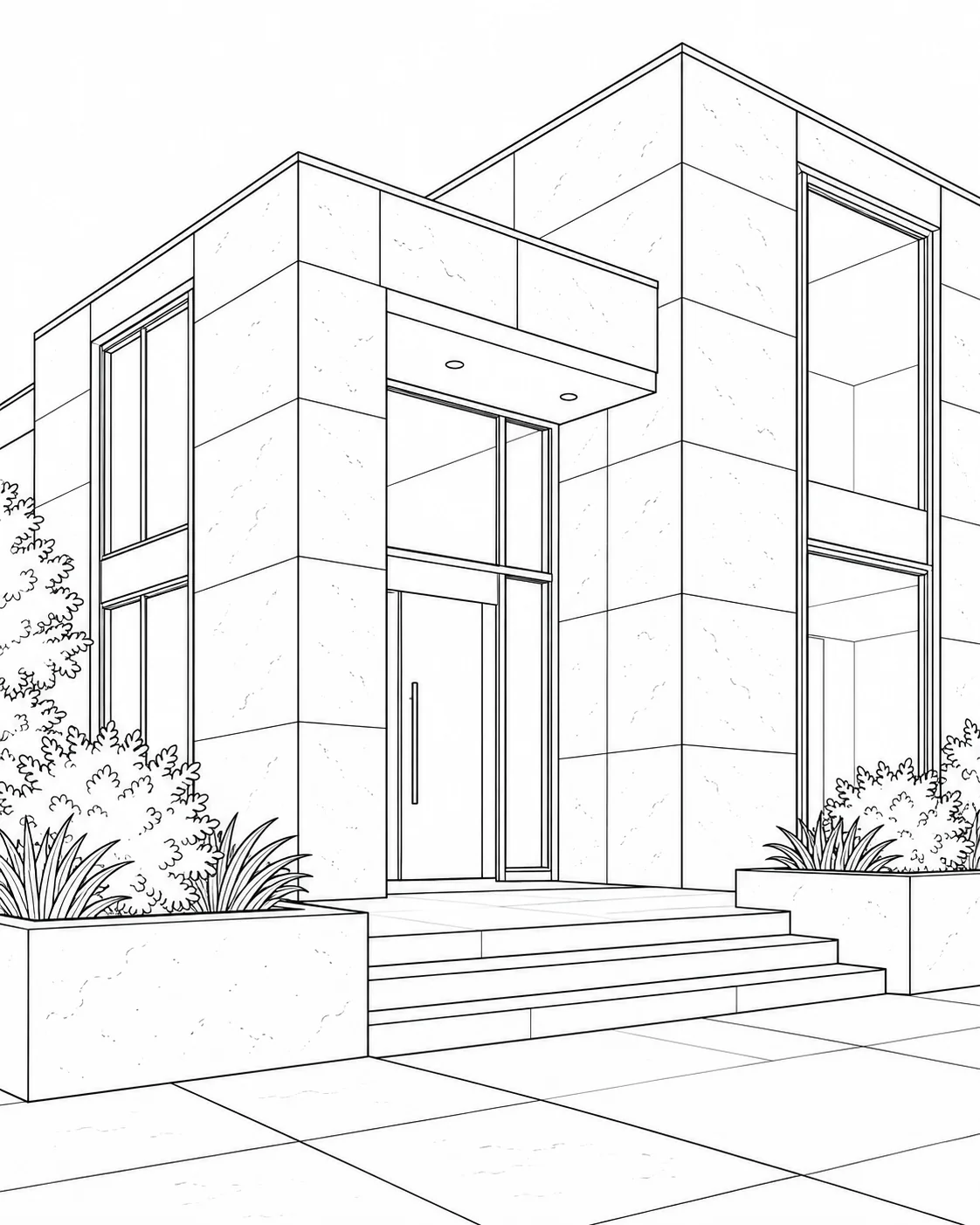 Detailed Repeating Doorway Design Coloring Page